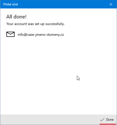 Nastavení: Windows 10 Mail krok č.5